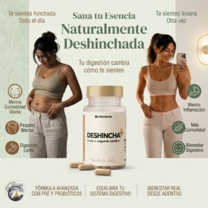 Deshincha+ de Sana tu Esencia, cápsulas prebióticas y probióticas para el bienestar digestivo