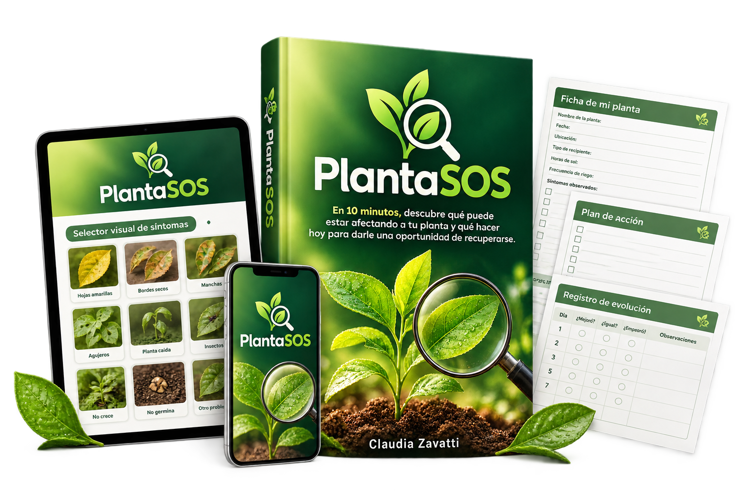 Los 4 bonos de PlantaSOS: mapa de causas, rutina Planta en 5, kit de rescate y plan de 72 horas
